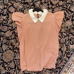 Montaeu Coral Polka Dot Colored Contrast Retro Top